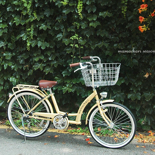  마마차리 베이지여성용 바구니 자전거